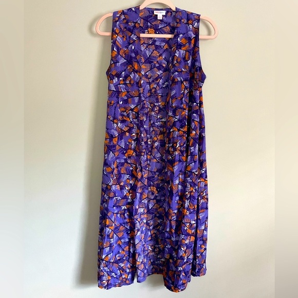 Feathered Geometric Lularoe Joy Longline Vest - Picture 1 of 8